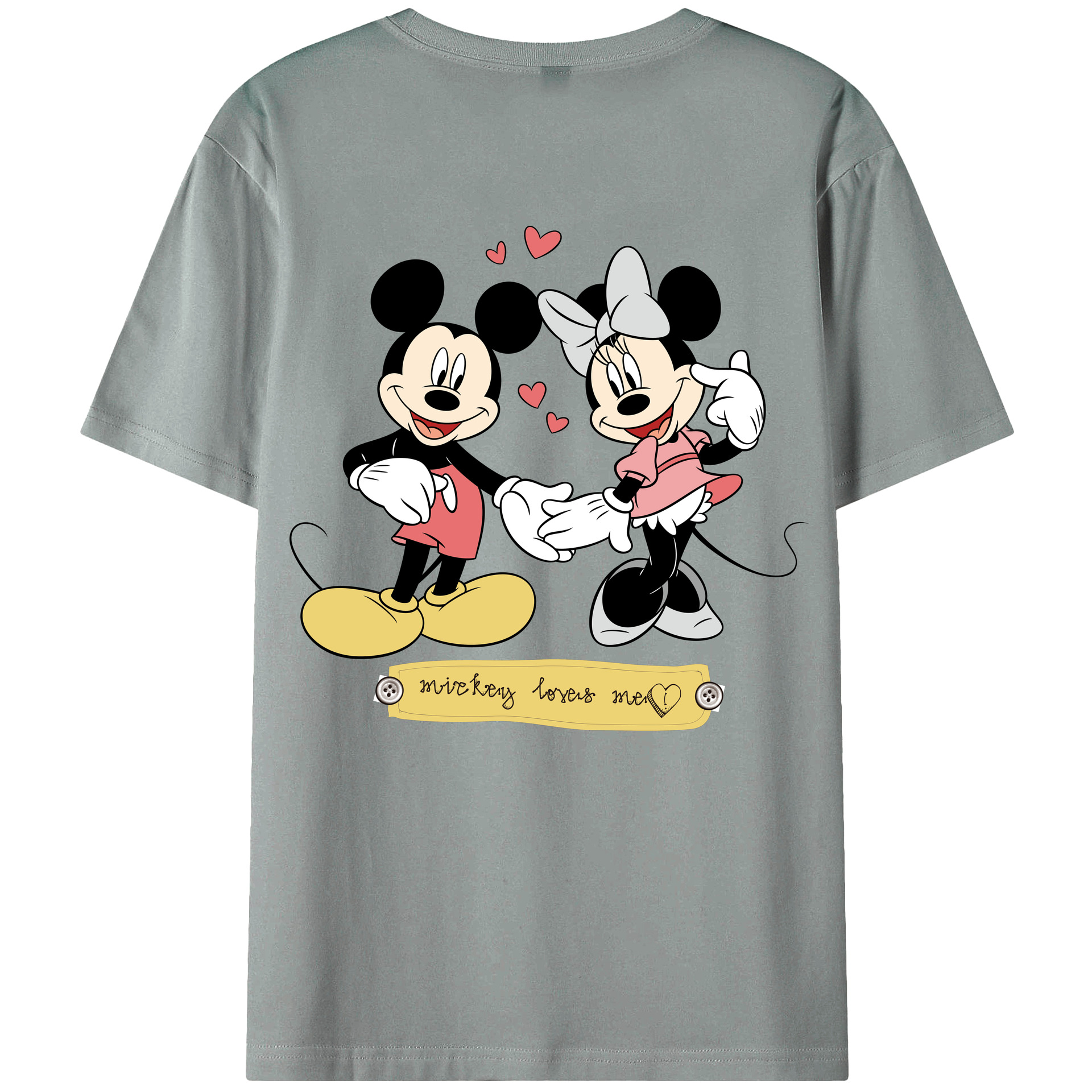 ミッキーマウス Mickey Mouse 綿100％ メンズ半袖Tシャツ（バックプリント） 通気性